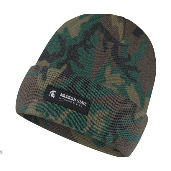 NEW! Nike Michigan State University Spartans Military Collection Beanie Hat Camo - Picture 1 of 8